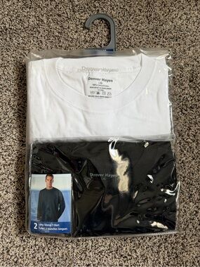 Vintage Long Sleeve T-Shirt 2-Pack Denver Hayes Large Deadstock Sealed